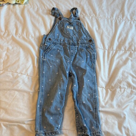 Oshkosh Denim Heart Overalls Valentines 24 months - Picture 2 of 9